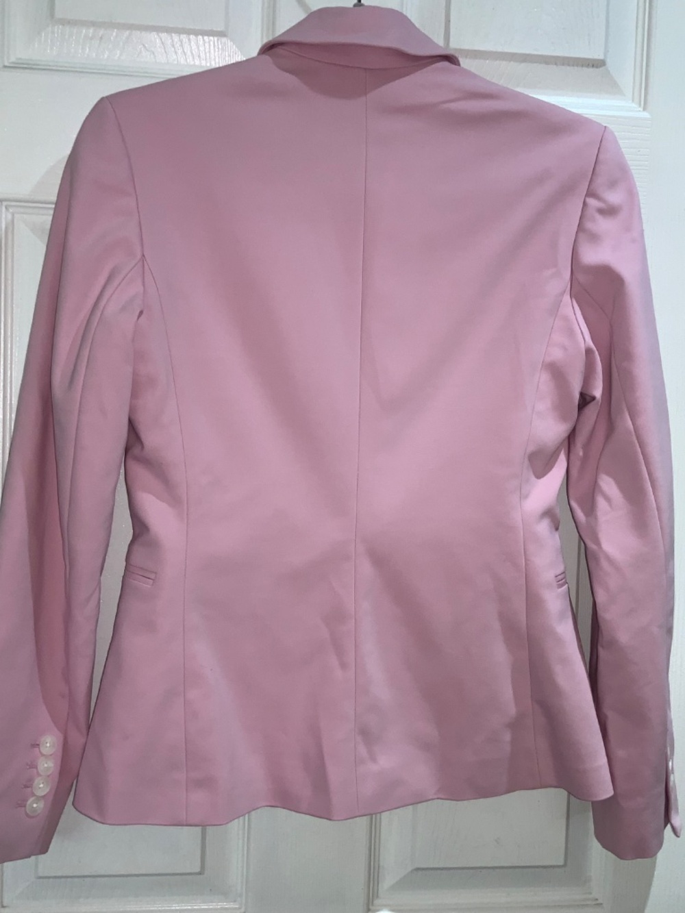 Express cotton blend pink single button blazer Sz 4 stretch lined welt pockets - Picture 2 of 7